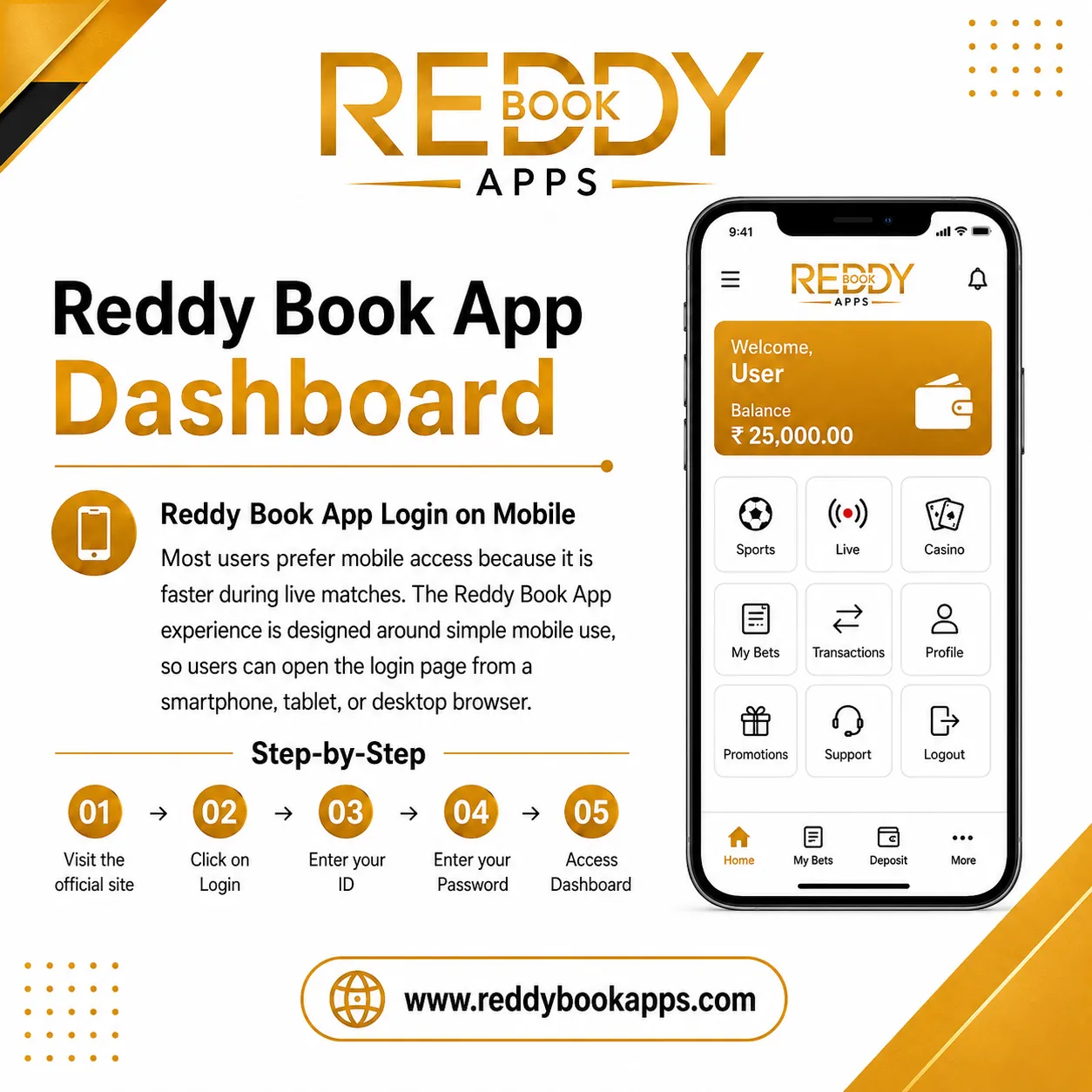 Reddy Book App Login on Mobile